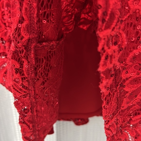 Gorgeous sequined red dress size 8P. - Picture 10 of 14